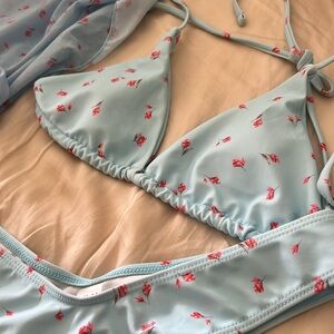 Baby blue swim bikini set, size small